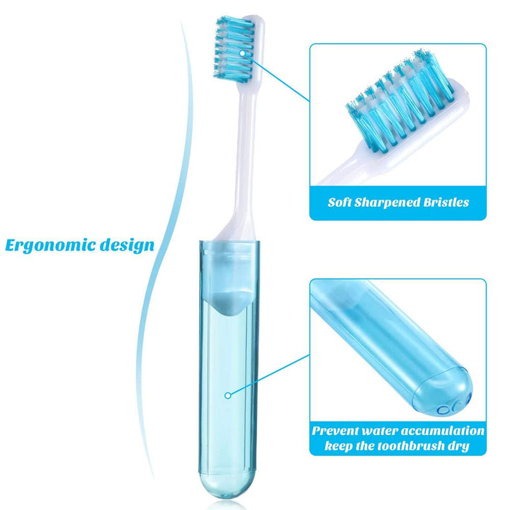 Qtopun 6 Packs Travel Toothbrushes with Cover, 4 Packs 