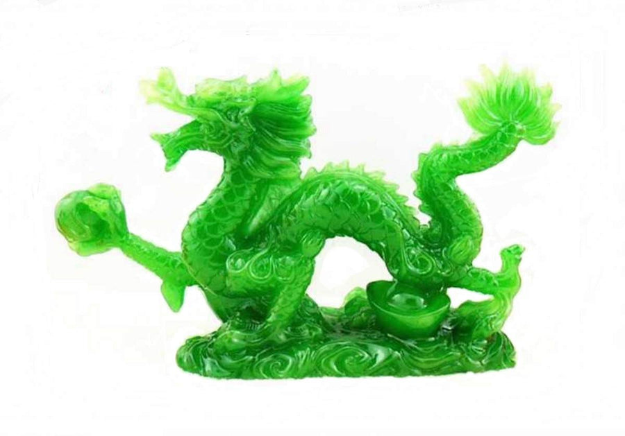 DMtse Chinese Feng Shui Dragon Lucky Jade Color Figurin
