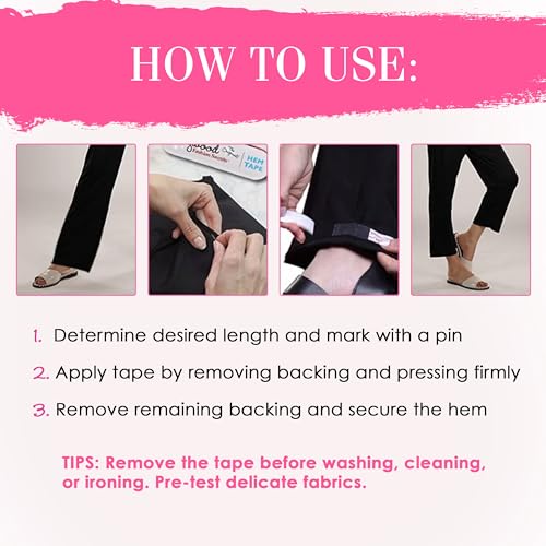 Temporary Hem Tape, No-Sew Fabric Adhesive, 18 Strips