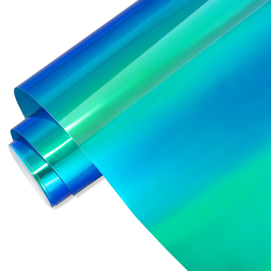 Holographic Lake Blue Adhesive Vinyl roll Permanent Craft Vinyl for Signs Letters 12 x6ft Compatible with All Cutting Machines