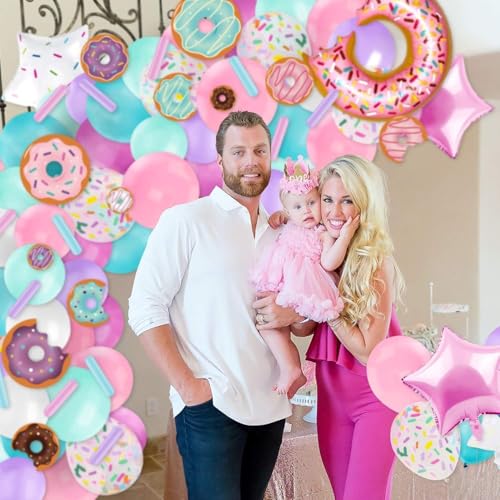 Levfla 100 PCS Donut Balloons Garland Pastel Decoration