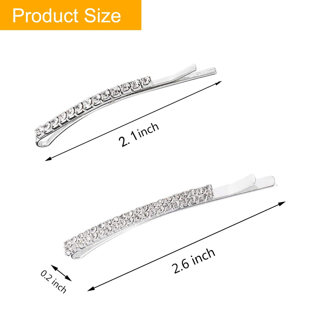 12 pieces Rhinestone Bobby Pin, Metal Hair Clips, 1 Row and 2 Row Clear Crystal Hair Barrette Pins for Women Lady Teen Girls