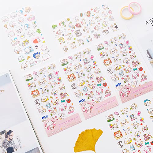 12 Sheets Kawaii Dog Korean Stickers for Kids - Cute Planner Stickers Journal Scrapbooking Stickers for DIY Arts and Crafts,Life Daily Planner,Bullet Journals,Scrapbooks,Calendars (Dog)
