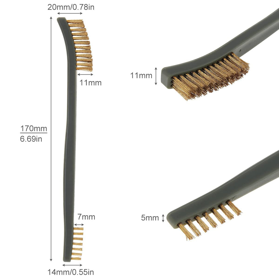 3pcs Mini Wire Brush Set, Rust Paint Metal Cleaner, Cleaning Welding Slag and Rust, Handy Steel / Nylon / Brass Brush Set Suitable for Cleaning Paint / Rust / Dirt