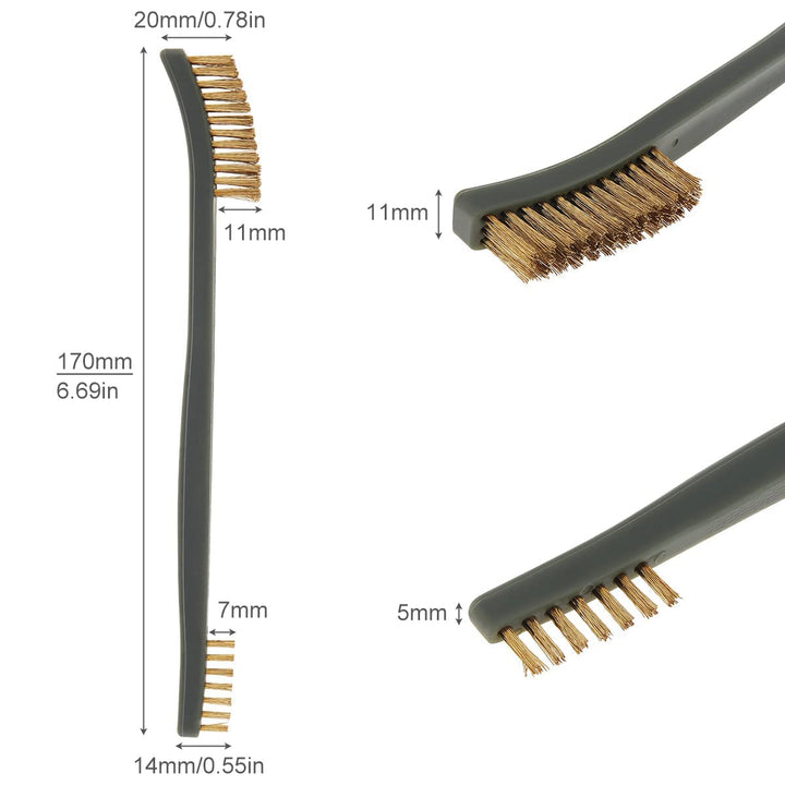 3pcs Mini Wire Brush Set, Rust Paint Metal Cleaner, Cleaning Welding Slag and Rust, Handy Steel / Nylon / Brass Brush Set Suitable for Cleaning Paint / Rust / Dirt