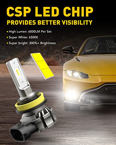 AUXITO H11/H8/H16 LED Fog Light Bulbs or DRL, 6000 Lume