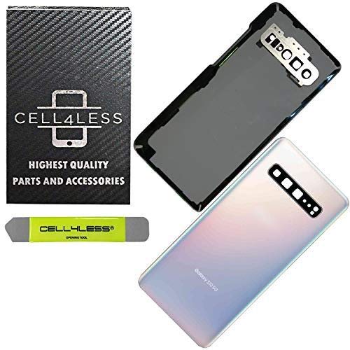 CELL4LESS Back Glass for The SM-G977 Galaxy S10 5G Model Including Camera Frame, Lens, Removal Tool - 5G Model om;y (Crown Silver)
