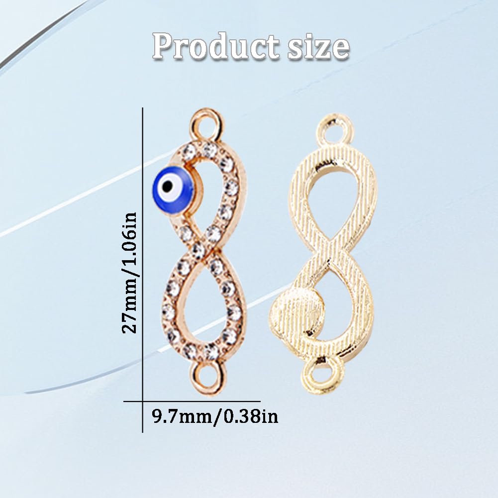 Evil Eyes Connector Charms, 30Pcs Infinity Symbol Rhine