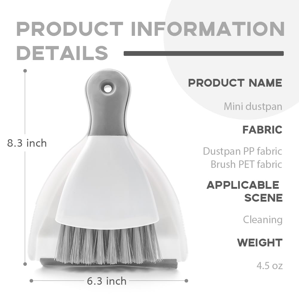 WDDBHSKN Mini Dustpan and Brush Set, 2-Piece, Off-White