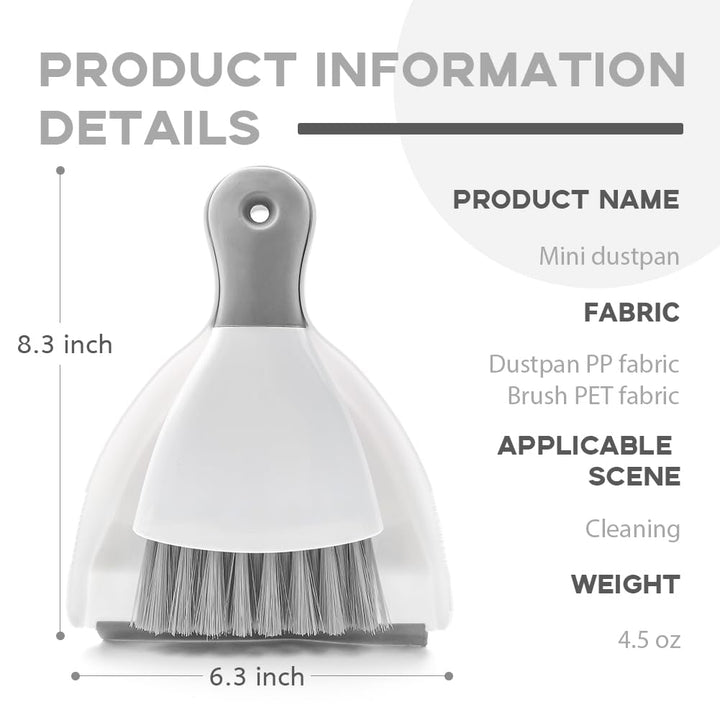 WDDBHSKN Mini Dustpan and Brush Set, 2-Piece, Off-White