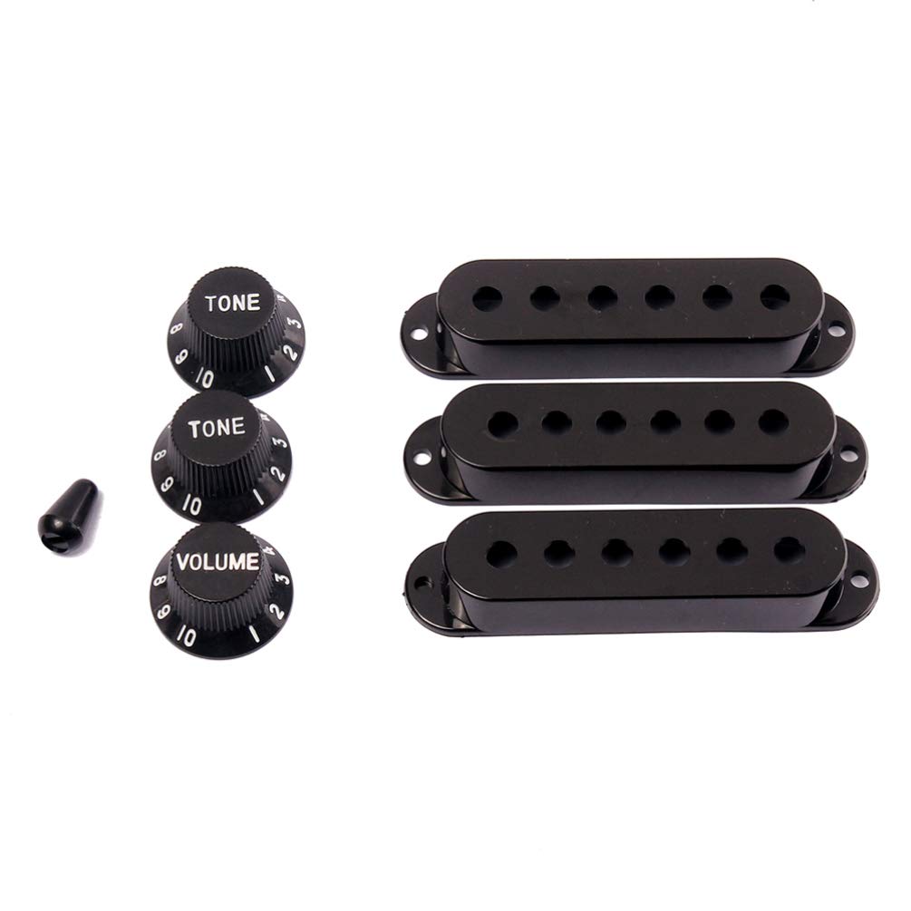 Guitar Pickup Cover ST 6 Hole Single Coil Tip Holder 2 Tone 1 Volume Knobs Set for Black