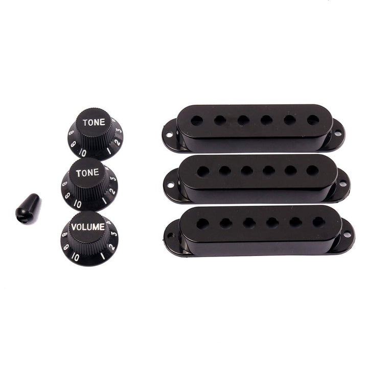 Guitar Pickup Cover ST 6 Hole Single Coil Tip Holder 2 Tone 1 Volume Knobs Set for Black