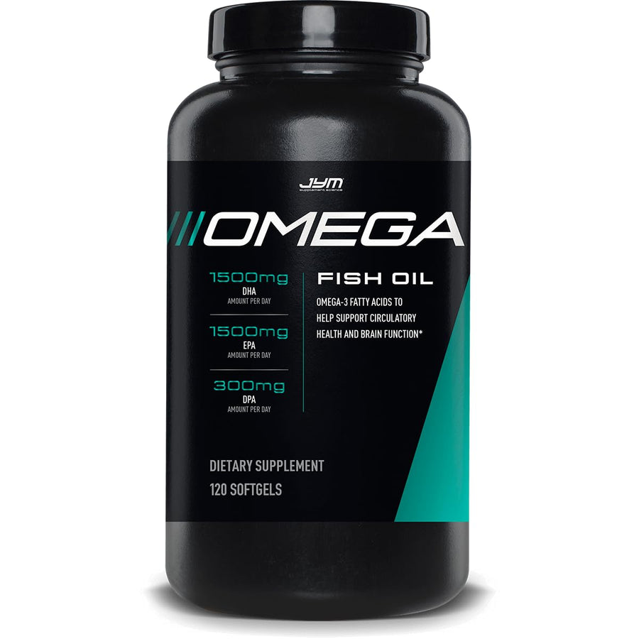 Omega JYM Fish Oil 2800mg, High Potency Omega 3, EPA, DHA, DPA for Brain, Heart, & Joint Support 120 Soft Gels