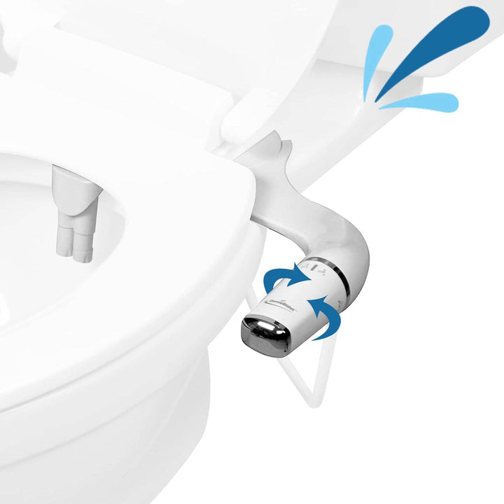 Bidet Attachment for Toilet - Ultra-Slim Left Handed Hygienic Bidet Attachment For Existing Toilets - Bidet Toilet Seat Attachment with Pressure Controls - Travel Bidet Included
