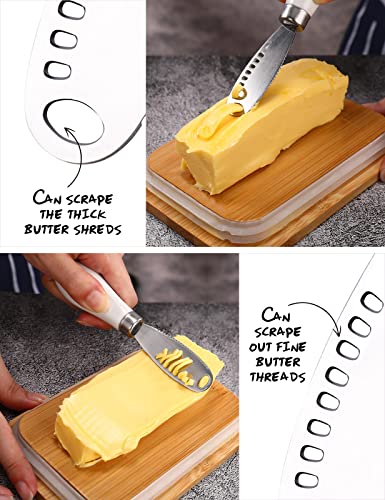 Butter Dish with Lid,Butter Dish for Countertop, Metal Butter Keeper with Stainless Steel Multipurpose Butter Knife,Large Butter Container with Silicone Home Decor Kitchen Gift White
