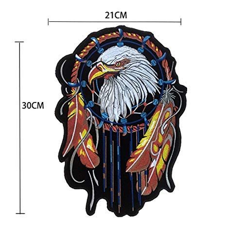 Large 8.3 x 11.8 inch 100% Embroidered Patch Motorcycle Bikers Riders Native American Bald Eagle Dream Catcher The Ultimate Respect Patrotic Applique Decorative Patch