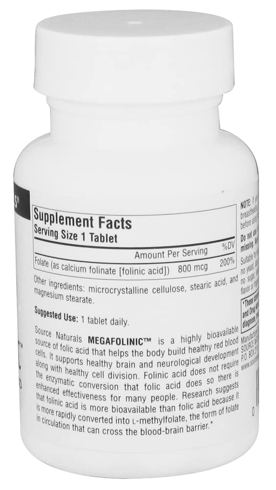 Source Naturals MegaFolinic 800mcg Bioactive Folic Acid