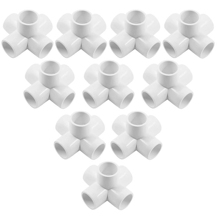 Zorveiio 3/4 Inch 5 Way PVC Fittings PVC Pipe Fittings, PVC Elbow SCH 40 PVC Fittings PVC Pipe Connectors for Furniture Building PVC Structures - White, 10 Packs