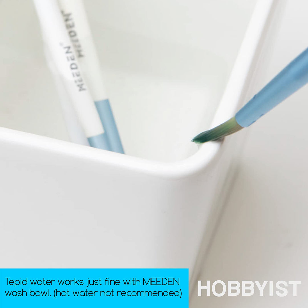 Ceramic Paint Palette, Paint Brush Wash Bowl, 2 Deep Well Artist Paint Palette, White Porcelain Watercolor Painting Dish, Large Capacity Paintbrush Washer for Watercolor Gouache Painting