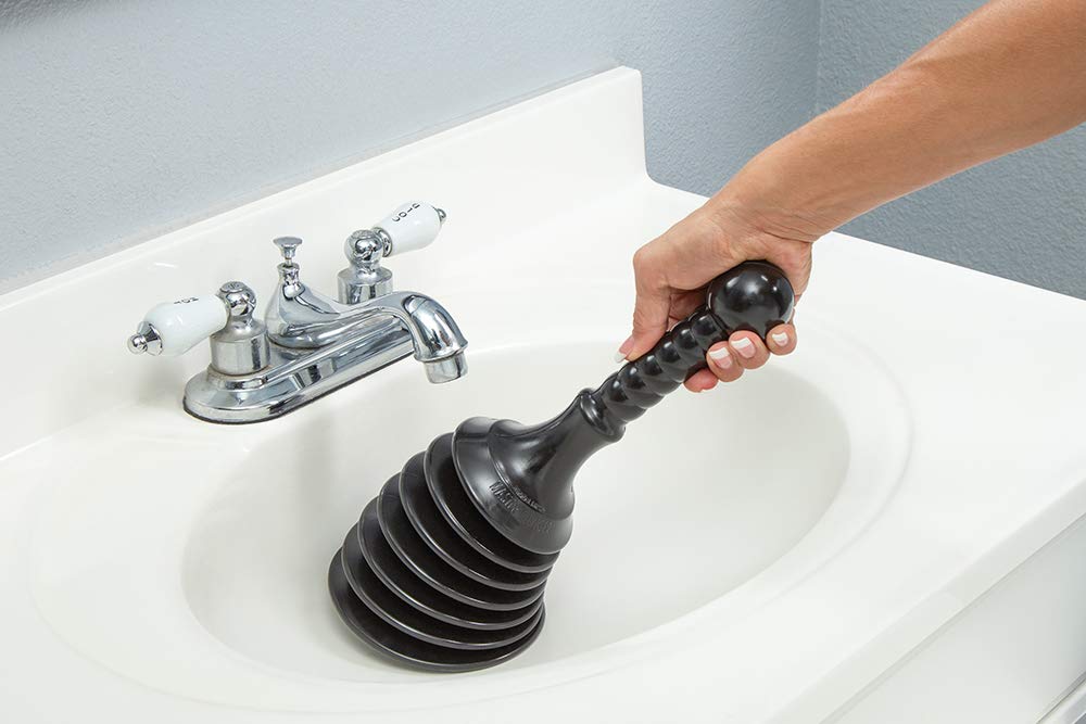 MPS4 Sink &amp; Drain Plunger for Kitchen Sinks, Bathroom Sinks, Showers, and Bathtubs. Small and Strong Design with Large Bellows Commercial &amp; Residential Use, Black