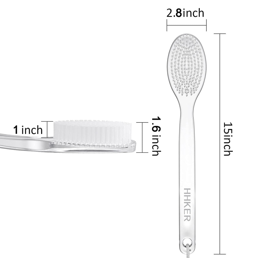 Comfortable Long-handled Shower Brush, Soft Nylon Body Brush, Gentle Exfoliation And Improved Skin Health, Suitable For Men And Women (Transparent Handle)