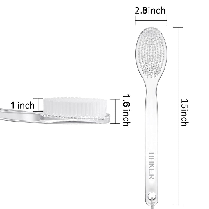 Comfortable Long-handled Shower Brush, Soft Nylon Body Brush, Gentle Exfoliation And Improved Skin Health, Suitable For Men And Women (Transparent Handle)