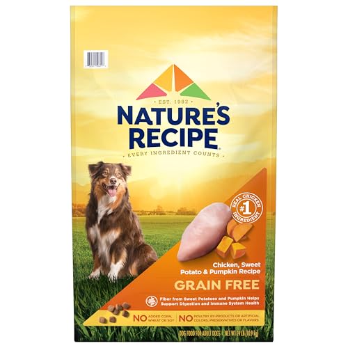 Nature’s Recipe Grain Free Chicken, Sweet Potato &amp; Pumpkin Recipe Dry Dog Food, 24 lb. Bag