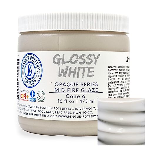 - Glossy Opaque White - Mid Fire Glaze, High Fire Glaze, Cone 5-6 for Mid Fire Clay, High Fire Clay - Ceramic Glaze Pottery (1 Pint | 16 oz | 473 ml)