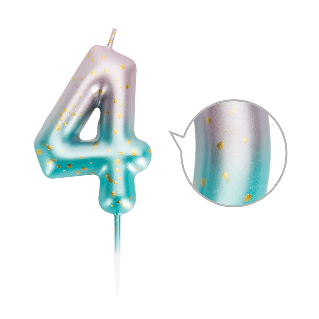 5th Pink Green Gradient Birthday Candle for Cake Number 5 Glitter Cake Topper Decorations for Kids Adults Celebration Party Supplies