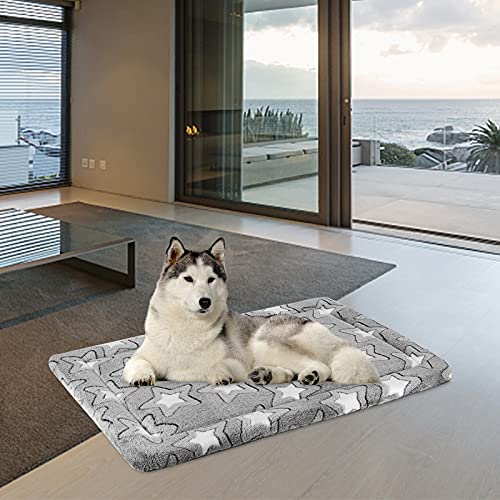 Reversible Dog Crate Mat (Cool &amp; Warm), Machine Washable Kennel Pad for Large, Medium, Small Dogs, Grey