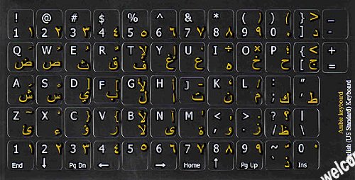 Online-Welcome Arabic-English Keyboard Stickers Non Transparent Black Background for All PC Desktop Computer Laptop
