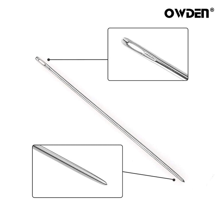 Owden 12Pcs Leather Hand Sewing Needles, Professional Small Eye Design for Leather Hand Stitching Needle. 2 Sizes and Each 6Pcs.