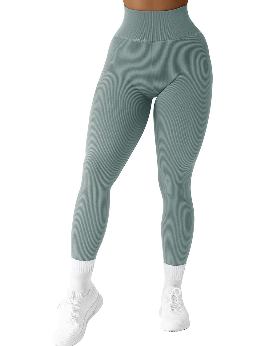 SUUKSESS Women Ribbed Seamless Leggings High Waisted Tu