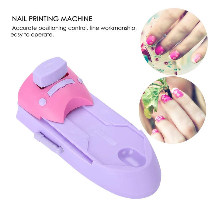 Nail Art Pattern Printer, DIY Stamper Manicure Printing Machine Printers Tool Set (1*Main Machine + 6*Pcs of Stainless Steel printed Templates + 1*User Manual)