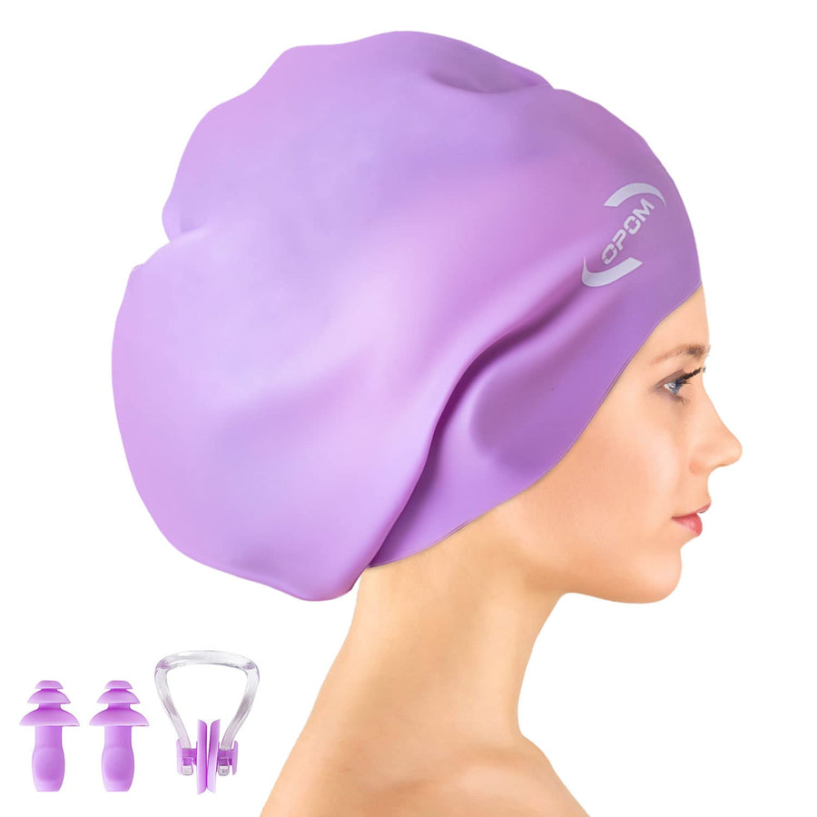 Extra Large Swimming Cap for Women Long Hair Girls Men and Adult Waterproof Silicone Cover Ear Bath Pool Shower Swimming Caps Special Design Swim Cap for Long Thick Curly Hair&Dreadlocks Weaves Braid