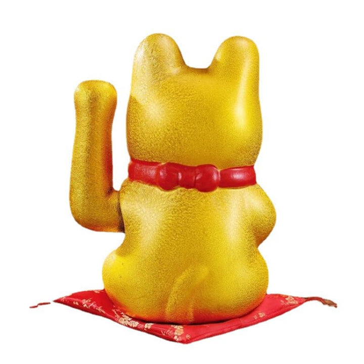 Lucky Cat,BeckoningCeramic Maneki Neko Lucky Fengshui Cat,Japanese Lucky Cat with Waving Arm Gold Battery Operated(7 inches)
