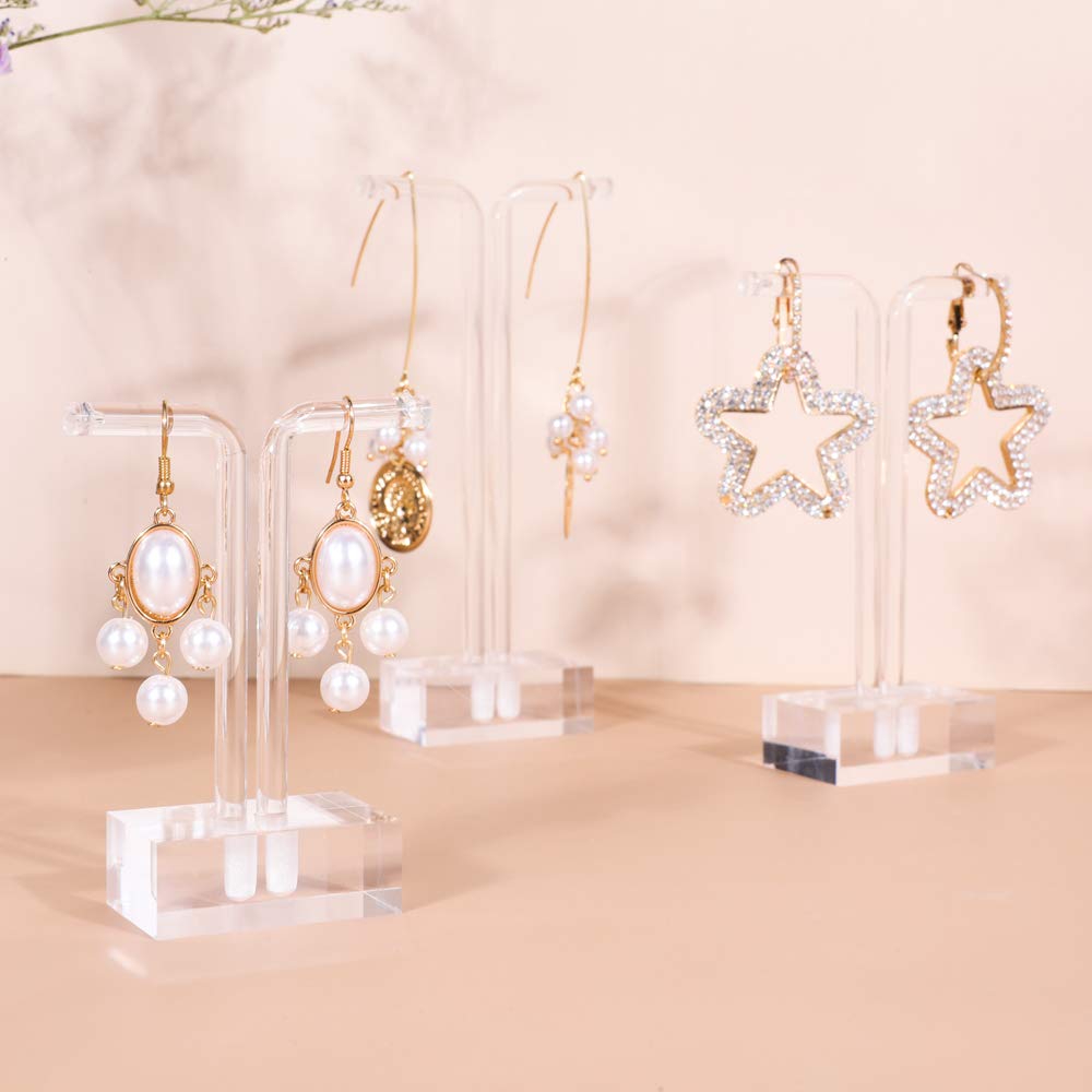 3pcs transparent earring T stand jewelry display for show, acrylic earring hanger for women, small clear earring holder for selling, jewelry Photography props3pcs earring stand-T shape