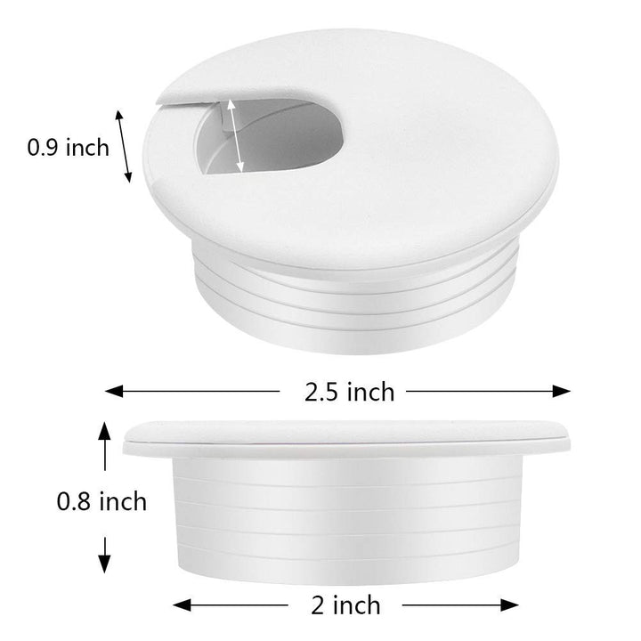 Desk Grommet 2 Inch, Plastic Wire Organizers, Computer Cable Hole Cover Plug Cap Insert (White, 5)
