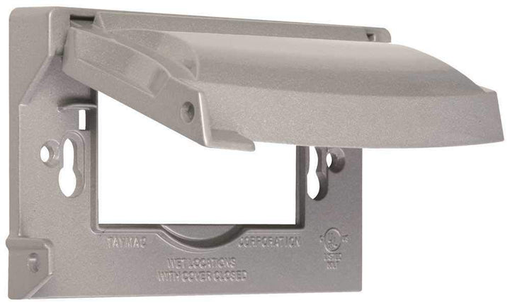 MX1250S Flip Weatherproof Cover Universal Metal 12-in-1 Outlet Outdoor Receptacle Protector, 1-Gang, Gray