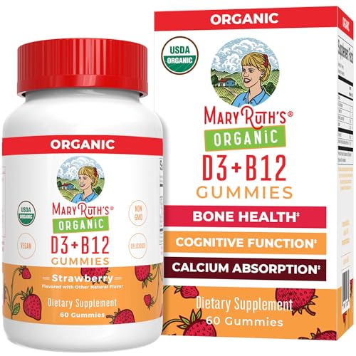 's Vitamin D3 B12 Gummies | USDA Organic | 2 Month Supply | Vitamin D & B12 Vitamin Supplements for Adults & Kids | Bone Health | Healthy Energy Levels | Non-GMO | 60 Servings