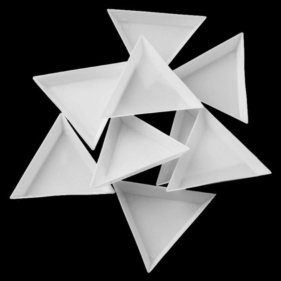 White Plastic Triangle Tray Nail Art Rhinestones Gems Crystal Beads Sorting Tray Manicure Tool