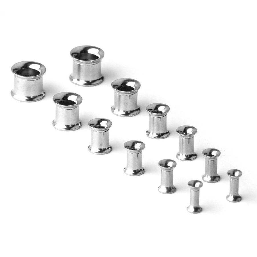 12pcs Surgical Steel Screw Tunnel Gauge Ear Expander Stretching Kit Plugs Piercing -6 Pairs 8g-00g (3mm-10mm) - Silver