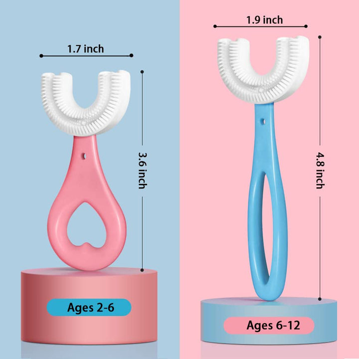 2 Pack Kids U-Shaped Toothbrush, Manual Training Tooth 