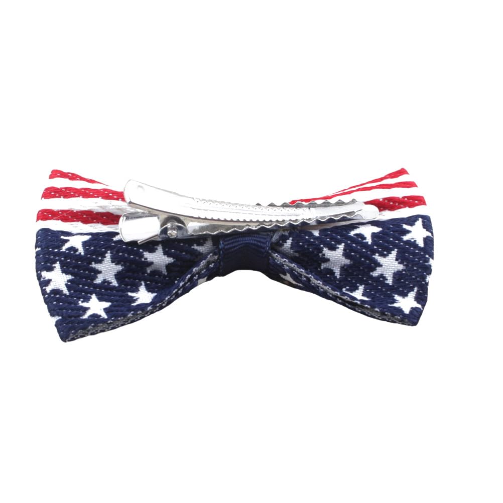 2 Pcs/Pack Baby Girls American Flag Hair Bow Hair Clips Fourth of July Hair Accessories Kids Patriotic Hair Bows Hairgrips