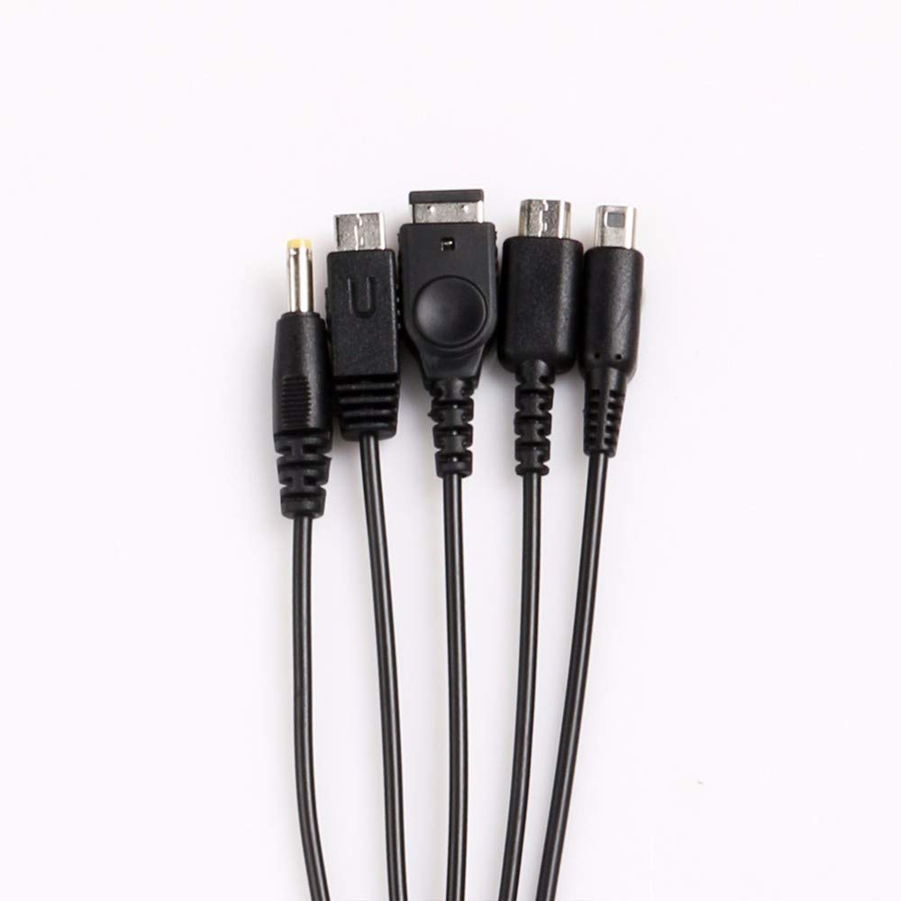 5 in 1 USB Charger Cable for Nintendo - Multi System Nintendo DSi Charger Cable Compatible with Nintendo NDS Lite, Wii U, 3DS, 2DS, PSP 1000, 2000, 3000, GBA SP - Charge All with One Cord