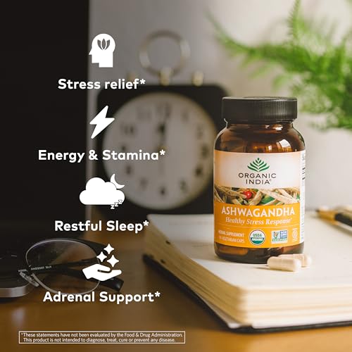 Ashwagandha Capsules - Organic Ashwagandha Supplement - Vegan Ashwagandha Root, Gluten-Free, Kosher, Non-GMO, Supports Stress Relief, Energy, and Sleep - 180 Capsules