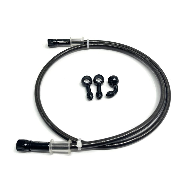 AN3 28 90 Degree M10 Stainless Steel Braided Motorcycle Brake Hose Line Oil Pipe with 360 Degree Rotatable Banjo Fit for ATV Motocross Pit Dirt Street Racing bike (90cm/35.4)