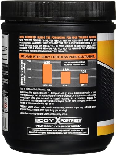 Body Fortress 100% Pure Glutamine Powder, 300g Jar (1ct