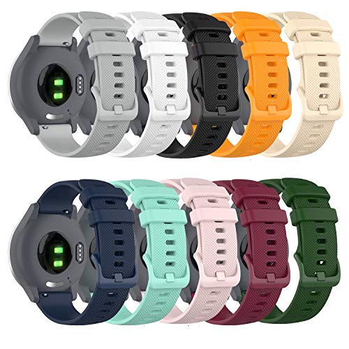 Bands Compatible with Garmin Vivoactive 4S/Vivomove 3S/ Venu 2S/Venu 3S Band Silicone Quick Release Straps 18MM Replacement Wristband (10 Colors)
