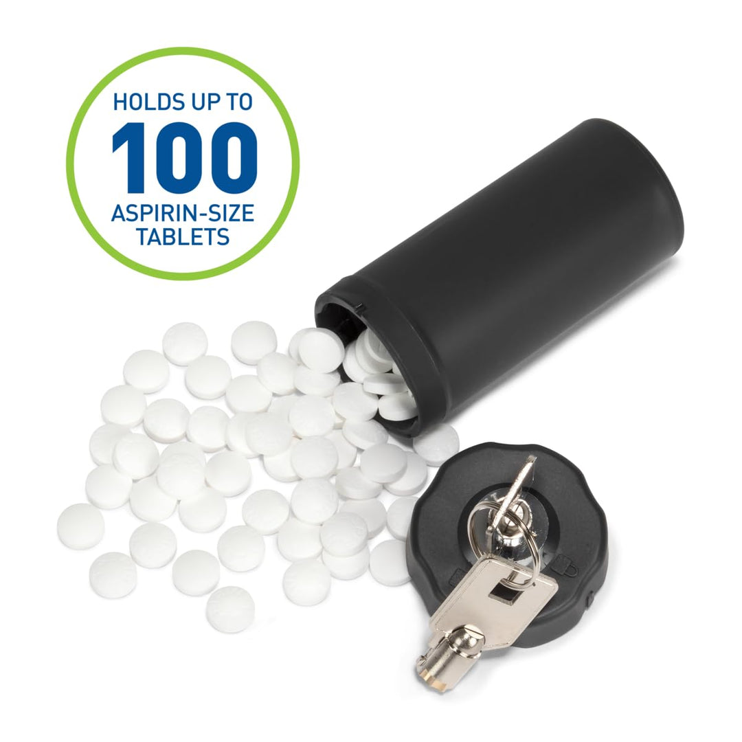 Ezy Dose Ezy Dose Locking Container ¦Secure Small Valuable Items ¦Durable Nylon Canister Locks with Key, Large, Black